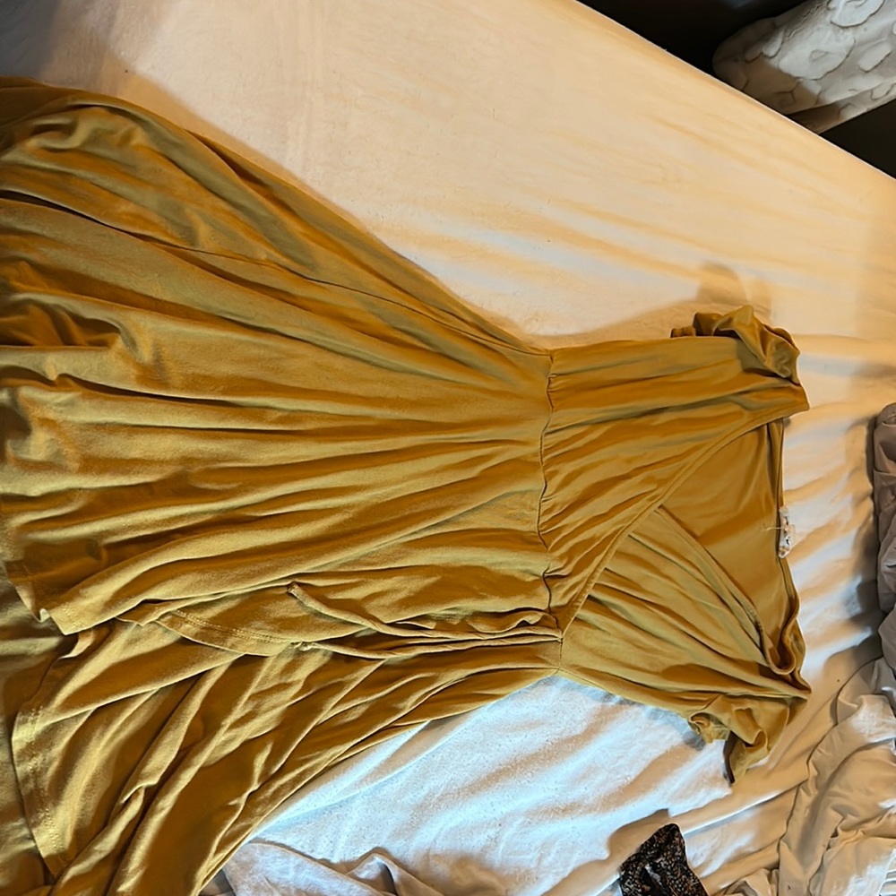 Mustard wrap-style dress